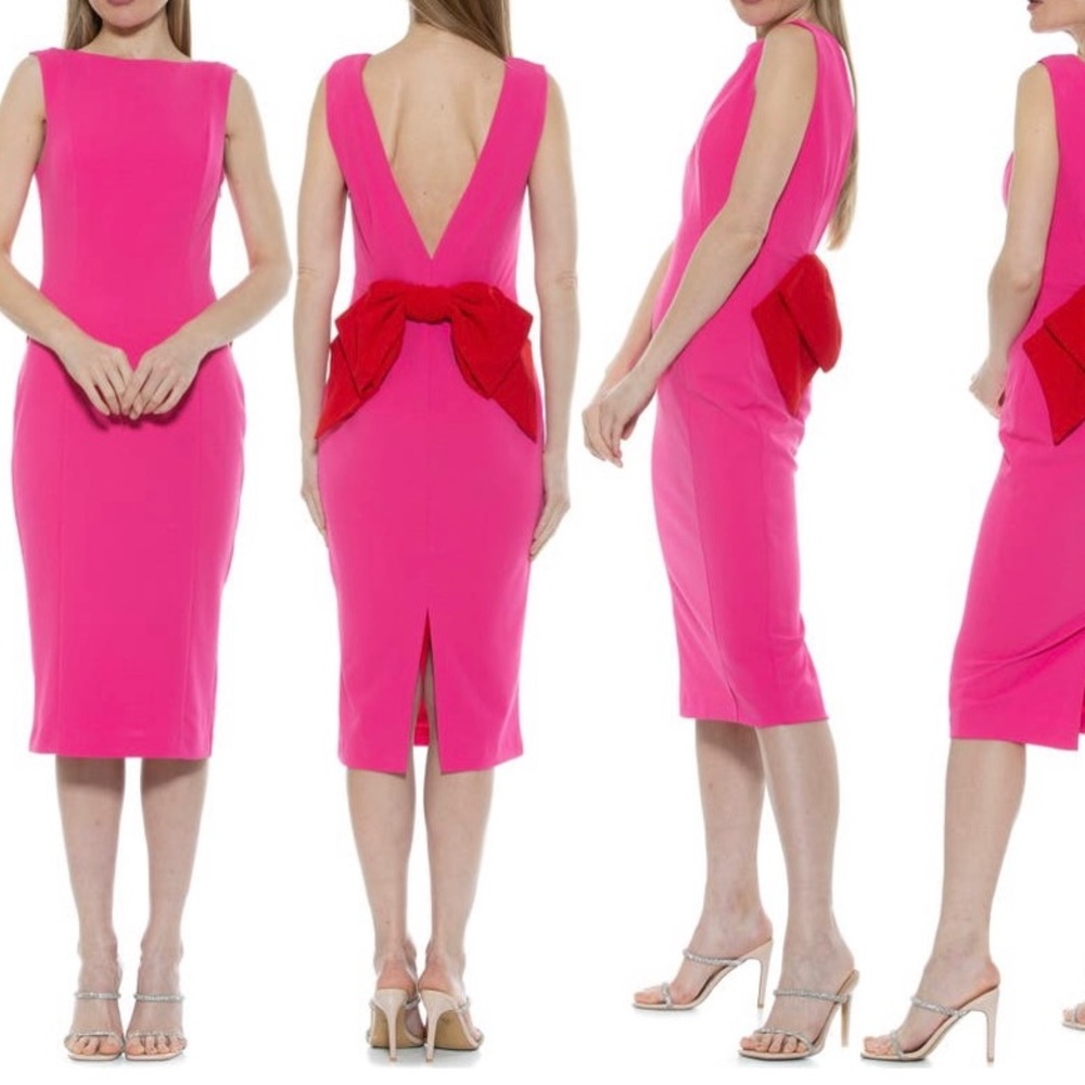 ALEXIA ADMOR Penny Open Back Midi Sheath Dress